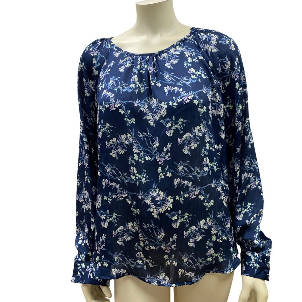 OPHELIA ROE‎ LONG SLEEVE FLORAL PRINT KEYHOLE BACK  L NWT